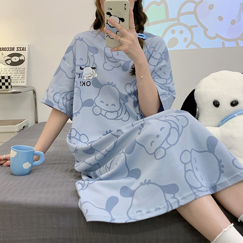 Korean version of cute nightgown for women summer short-sleeved cartoon 2024 new pajamas for girls summer home clothes cross-border wholesale