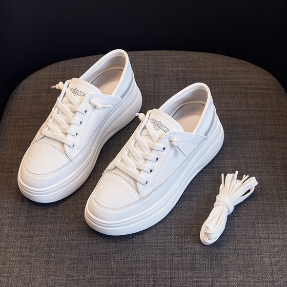Genuine Leather white shoes for women 2024 new platform sneakers breathable casual sports women's shoes Internet celebrity versatile white women's shoes