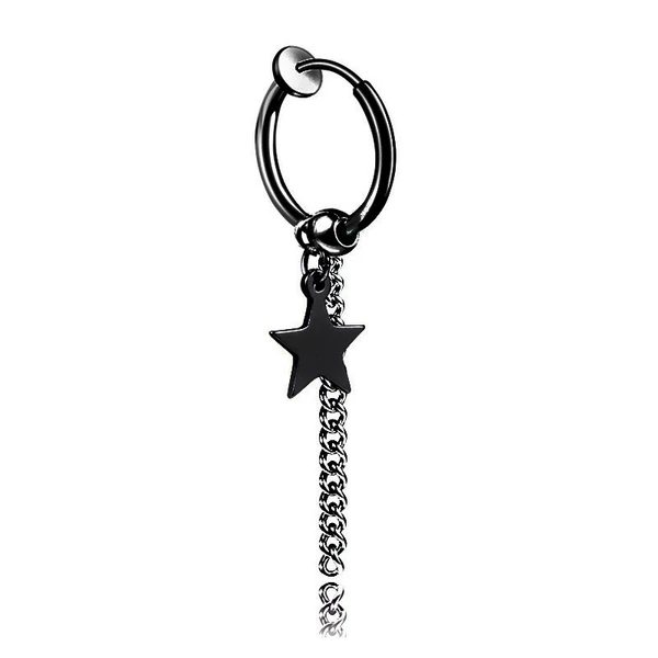 Five-pointed star black ear clip single