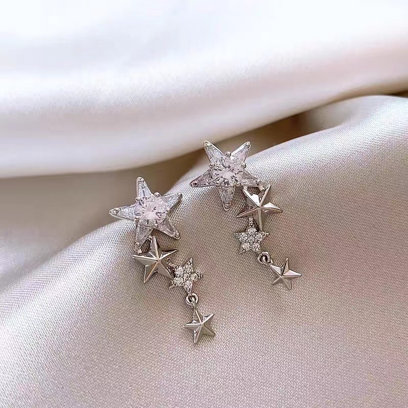 Summer sophisticated elegant earrings with zircon