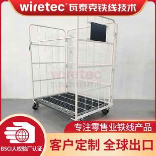 Supermarket-Style Logistics Turnover Cart with Plastic Resin Base, Metal Cage Cart for Sorting and Handling, Foldable Design