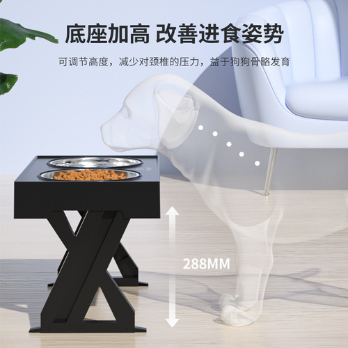 Pet Bowl Dog Bowl Pet Feeder Food Bowl Stainless Steel Bowl Double Bowl Lift Table Food Bowl Dog Bowl Wholesale 