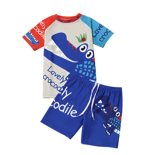 Children's swimwear for boys, separate, cartoon cute, boy, sun protection, quick-drying, for middle-aged and young children, students, surfing, vacation swimwear