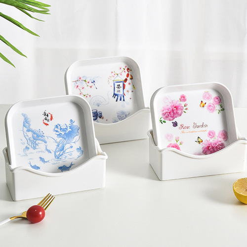 Bone spitting plate, bone dish, household melamine plastic dining table tray, dipping saucer, processing residue, snacks, garbage