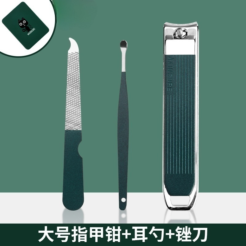 Juego de cortaúñas anti-salpicaduras de alta calidad Cortaúñas biseladas de acero inoxidable Juego de cortaúñas de alta gama Manicura para el hogar