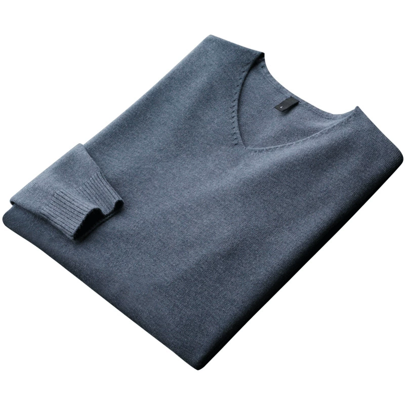 Двухцветная весенняя кофта из пряжи, облегающий свитер, slim fit, V-образный вырез