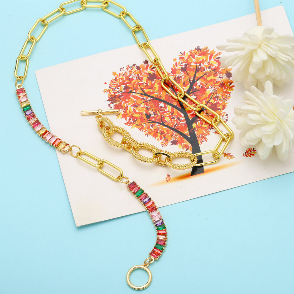 Fashion Square Copper Plating Inlay Zircon Necklace 1 Piece