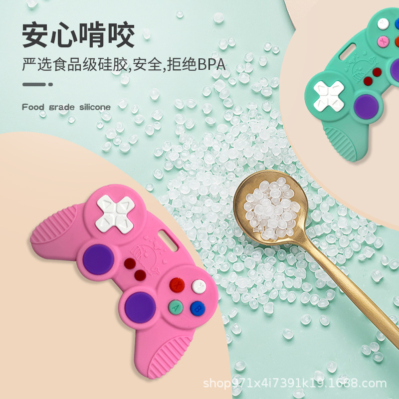 Navidad transfronteriza manija de juegos de descompresión de silicona de grado alimenticio diente infantil resistente a la comida mano palito de molienda de dientes para bebés