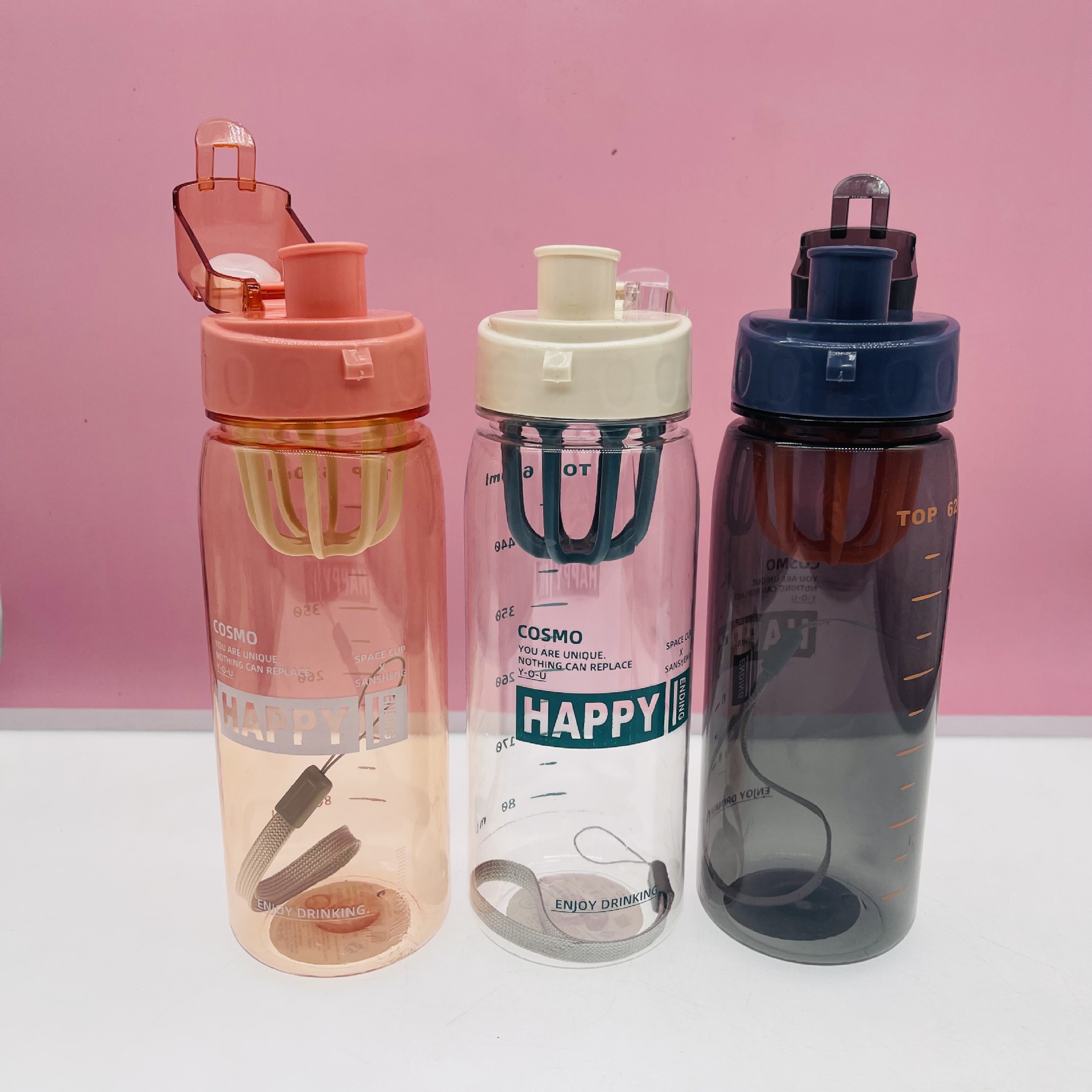 Nuevo A-251 plástico deportes portátil deportes al aire libre hidratante regalo rebotando hervidor fitness portátil boca potable directa