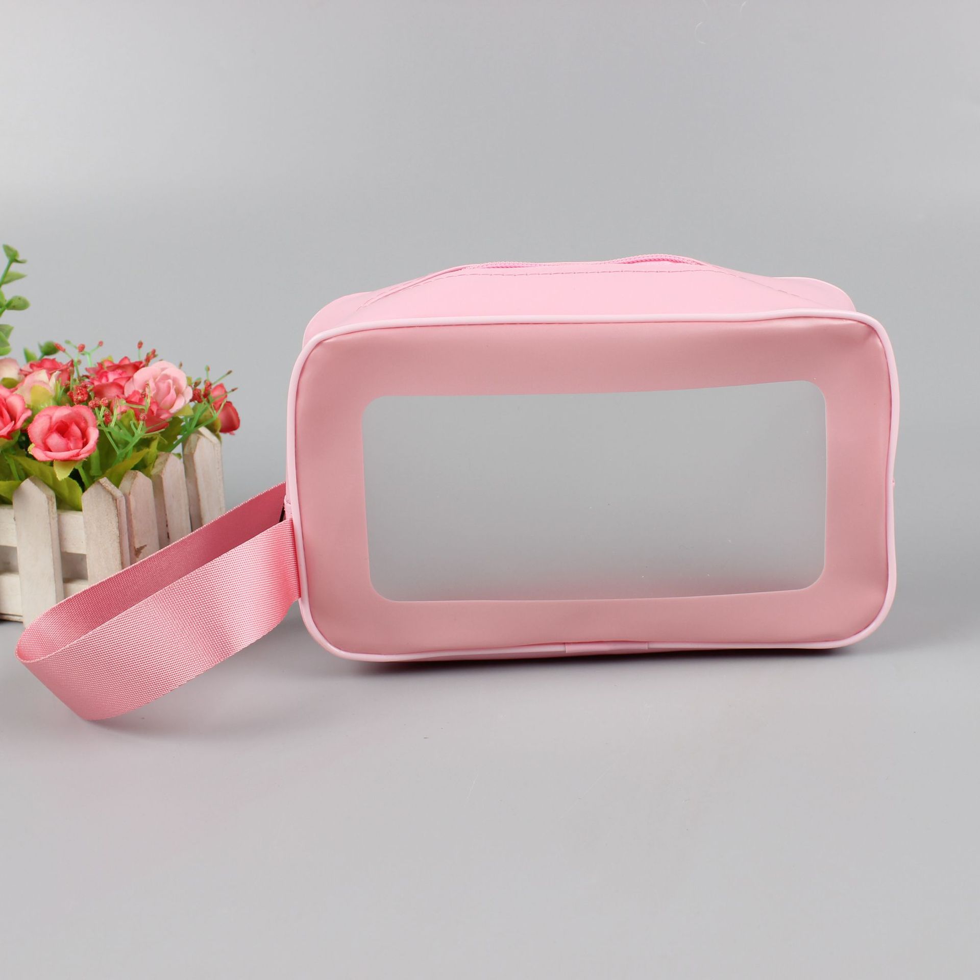 PVC网红手提袋PVC旅行洗漱包化妆品收纳包PVC磨砂半透明手提袋