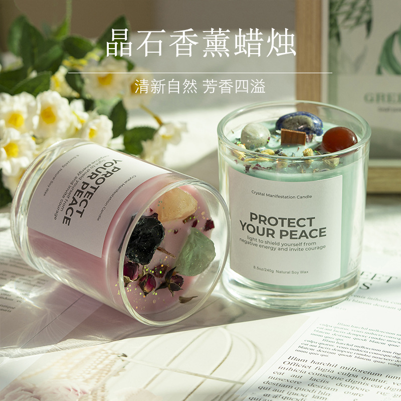 カスタム結晶石アロマキャンドル手作り大豆ワックスアロマキャンドルお土産対外貿易専用卸売りアロマキャンドル