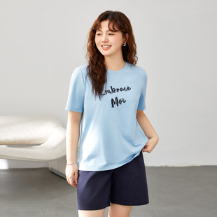 [Comfortable Daily Simple Joker Round Neck Slim T-Shirt] Slim Show plus size Women's Fat mm2025 Spring New