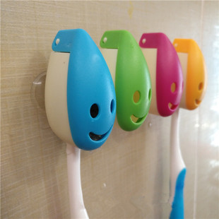 Toothbrush Storage Rack Suction Cup Toothbrush Holders Wall-mounted Dental Storage Set Smiley Candy Color