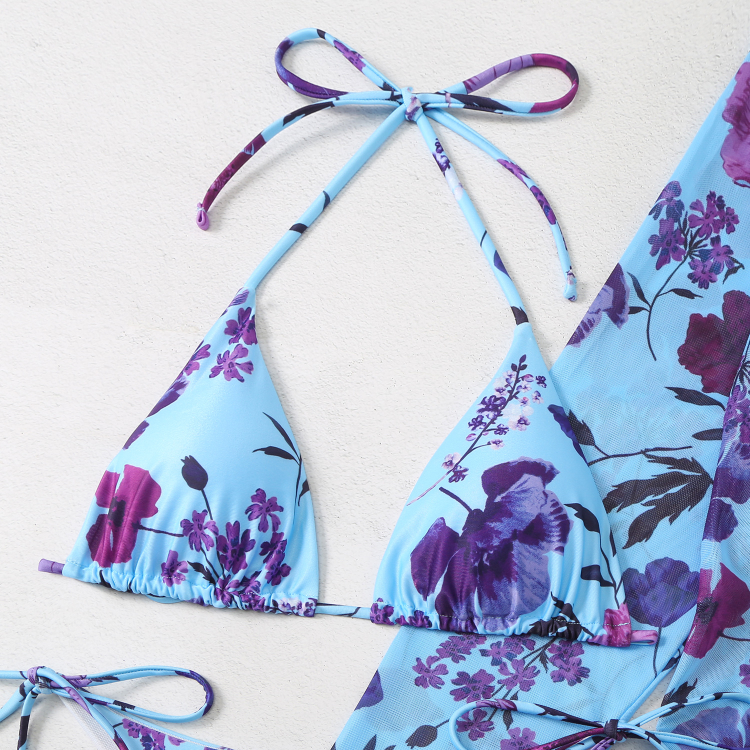 245g Weight Sexy Feel Of Sensation Low Waist Panties Waist Bikini Panties Style Bra&Panty Set Bra Category Polyester Fabric Type 3 Pieces Set Quantity Swimming Pool, Beach Occasion Tropical Pattern Triangle Cup Bra Cup Women's Gender Women's Tropical 3 Pieces Set Bikinis Swimwear 14