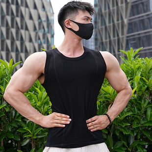 American Heavyweight High-Weight Sleeveless Splicing Design Large Vest Men's Summer Sports and Leisure Vest T-Shirt Factory