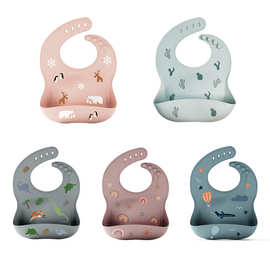 儿童硅胶围兜加厚宝宝围嘴吃饭婴儿围兜口水巾3D立体感婴幼儿用品