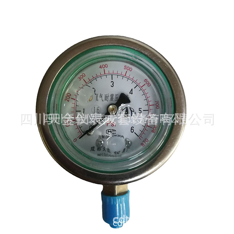 天威压力表氮气表耐震压力表YN-60B 0~ 60MPA径向不锈钢减压器表