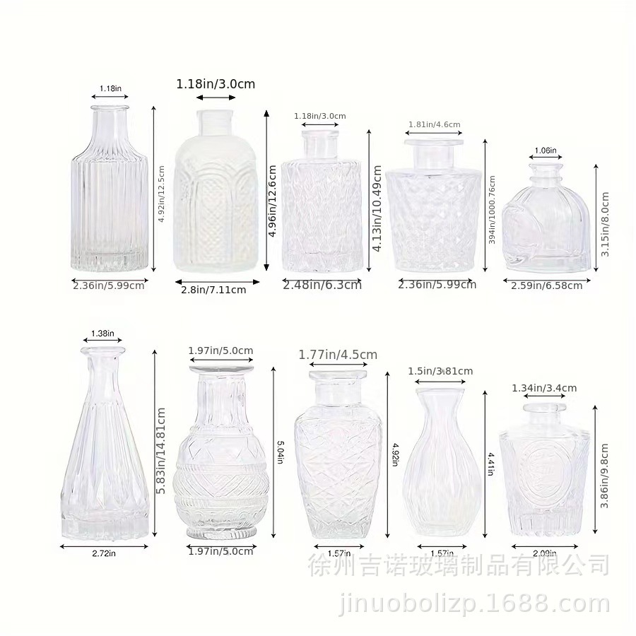 Luz de lujo simple retro mini jarrón de vidrio en vidrio de viento pequeño jarrón de flores flores flores secas flores decoración de oficina