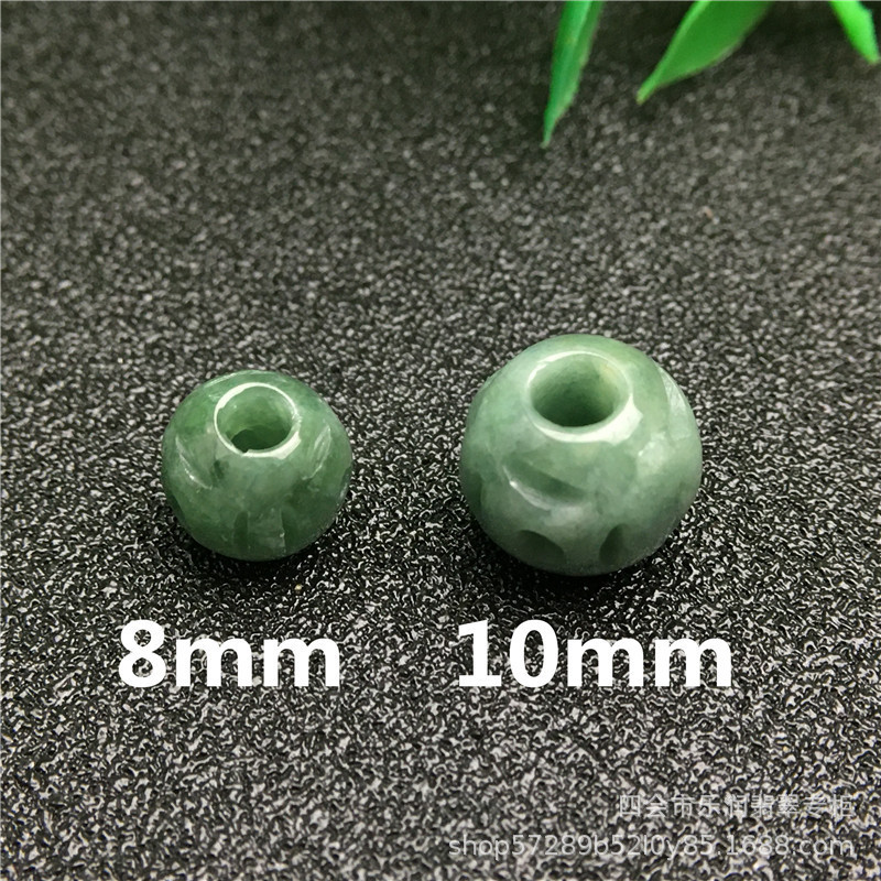 Russian jade soybean oil jade 8-10mm money large hole beads loose beads bracelet round beads jewelry accessories jade