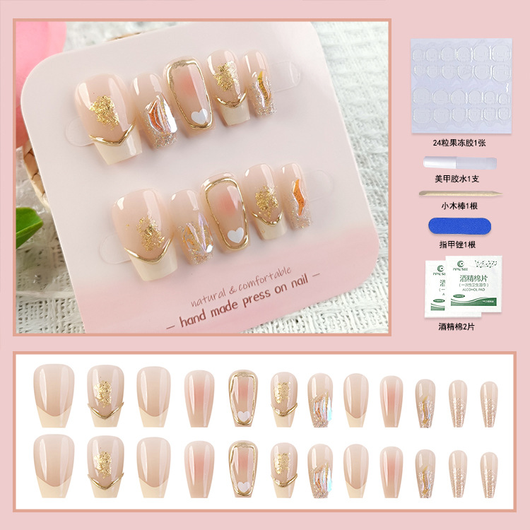 Armor portátil hecho a mano Xiaohongshu Douyin estilo explosivo fototerapia parche de uñas tridimensional 24 piezas uñas postizas image 20