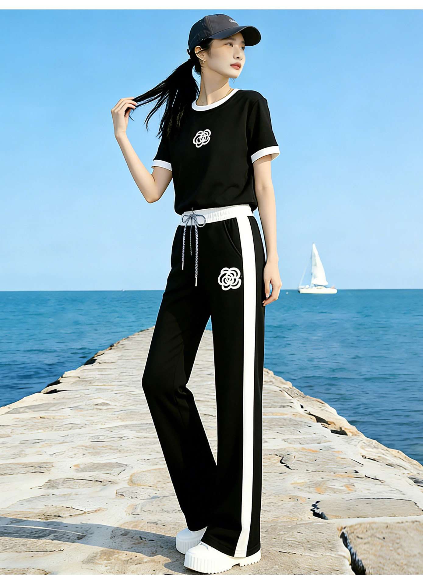 Women's Clothing Camellia Themed Petite Women's Two Piece Set Slimming Sporty Casual Summer Outfit Inspired Sophisticated_ecoleips.com