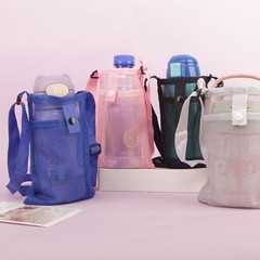 网格保温杯杯套旅行便携简约可斜跨水杯保护套通用水杯套斜挎