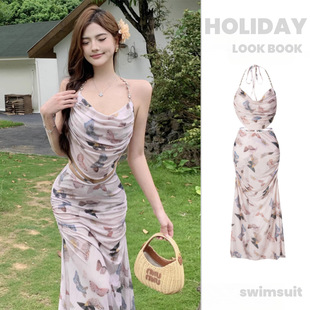Swimsuit Women's 2025 New Bikini Split Three-piece Suit High-end Beach Long Dress Sexy by the Sea