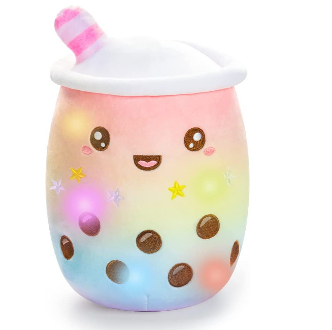 Luminous Boba Stuffed Stuffed Bubble Tea Pillow Toy with Led Colorful Night Light Glowing Super Soft(3 Options)