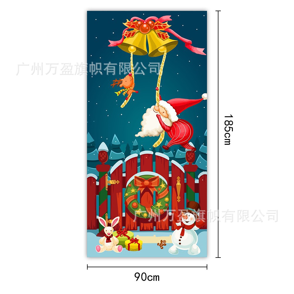 2025 nuevos productos de navidad cortina de bandera Santa Claus para ver la hoja de regalo decoración de tela colgante Bandera de bienvenida de Navidad