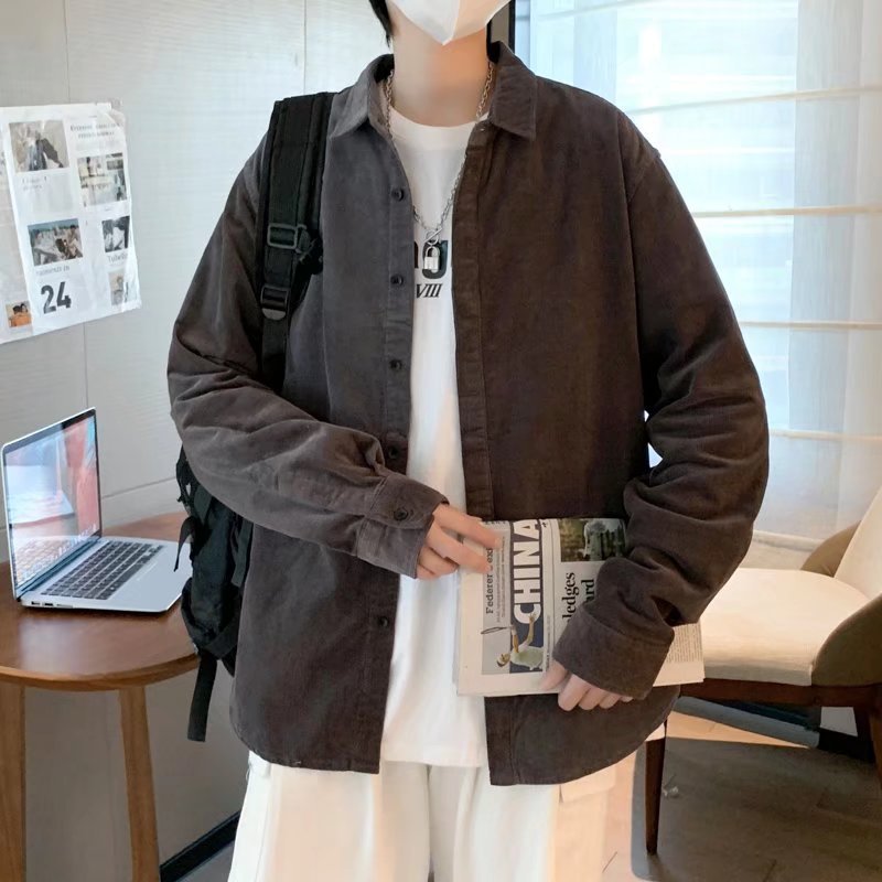 2024 nueva moda camisa de manga larga para hombres otoño 2024 nueva pareja camisa chaqueta camisa de pana