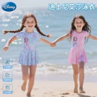 Детский купальник Disney для девочек, новинка 2025 года, цельный купальник с рисунком принцессы, стильная юбка среднего и большого размера, детский пляжный купальник с защитой от солнца