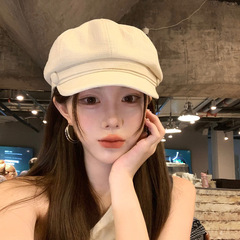 帽子女纯色贝雷帽春秋日系英伦复古画家帽显脸小百搭鸭舌八角帽潮
