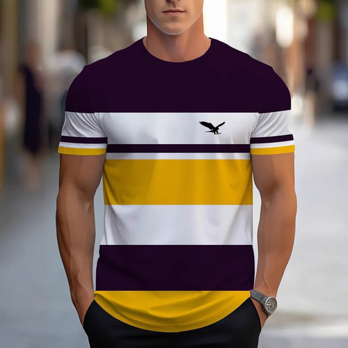 European and American Cross-border 3D Digital Short-Sleeve Amazon Best Selling New Fashion Casual Crew Neck T-Shirt Breathable Sweatproof Top