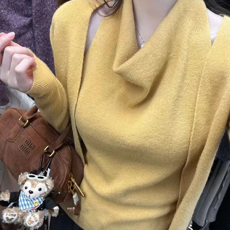 Autumn design fashionable universal yellow knitted vest