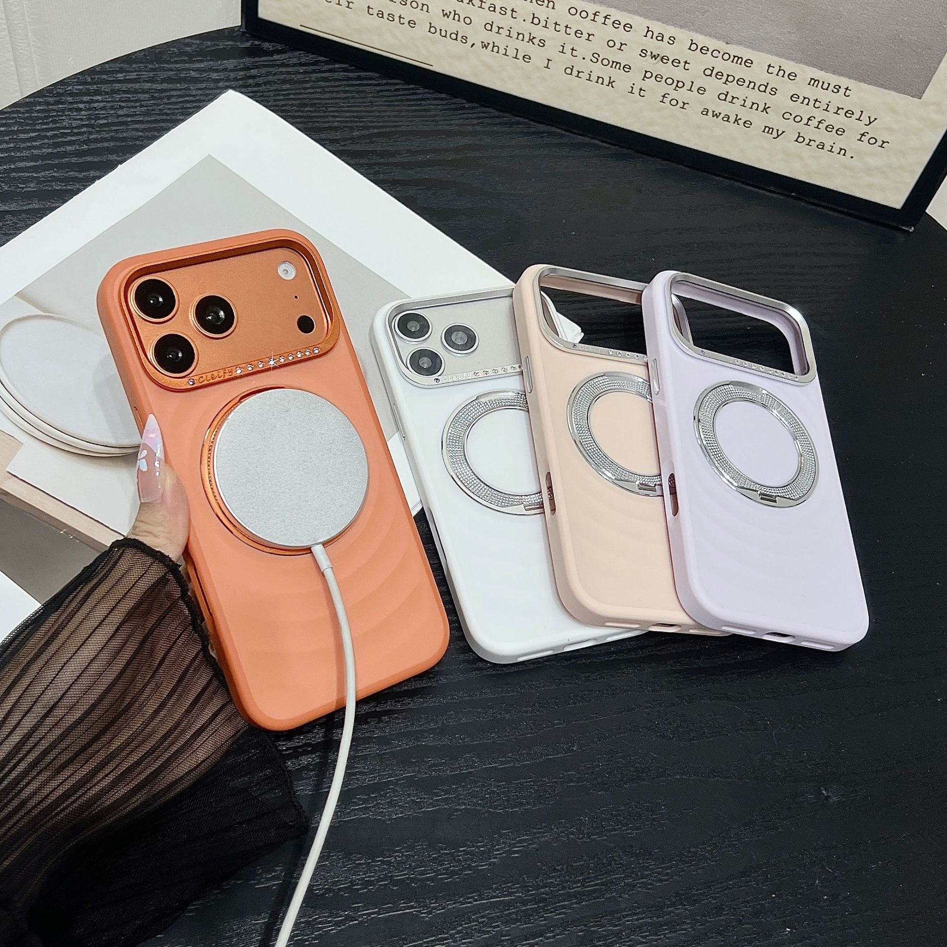 Magnetic Phone Case With Rotating Stand For Iphone Luxury Wave_voghion.com