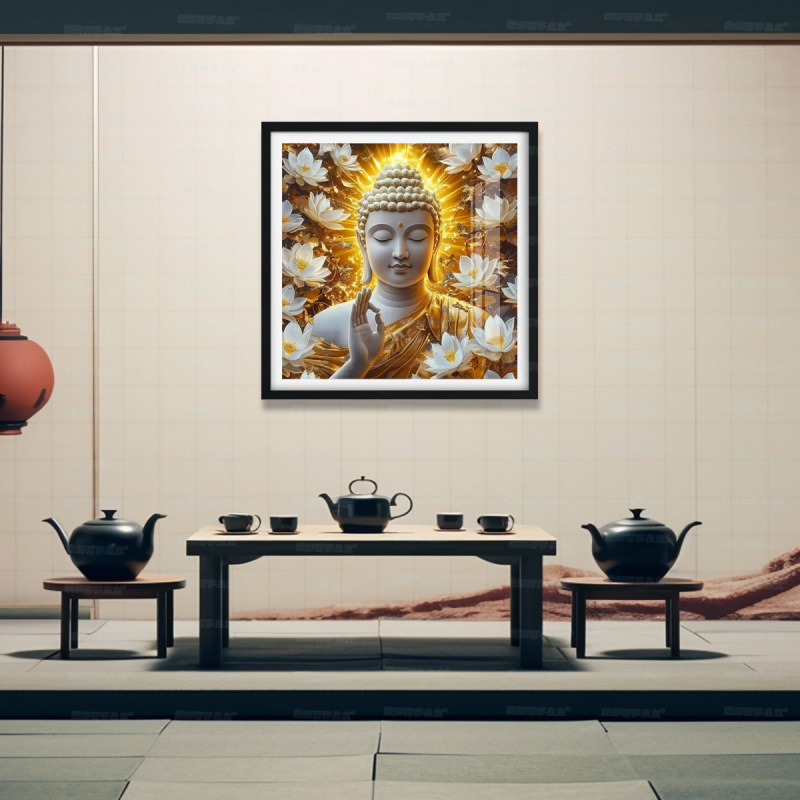 [Algodón importado] Mona Lisa Real Dorado Buda Nuevo estilo de Buda Nuevo estilo chino bordado de cruz image 2