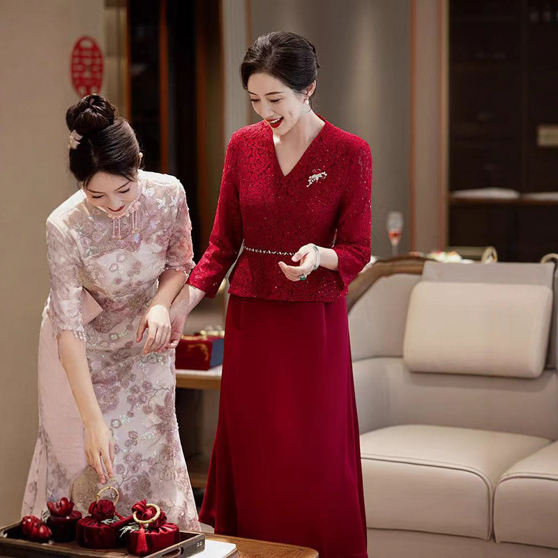 xxnz6615喜婆婆婚宴装新中式连衣裙2025秋季新款结婚礼服妈妈喜服|undefined