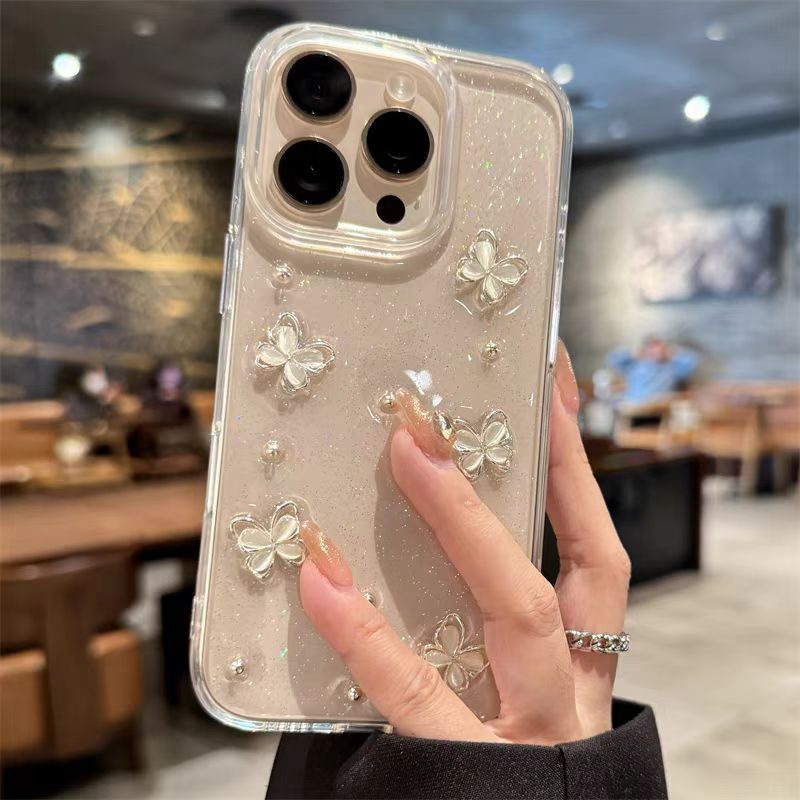 Suitable for Apple 16Promax Mobile Phone Case New Iphone16 Stereo Butterfly 16Pro High-End Plus