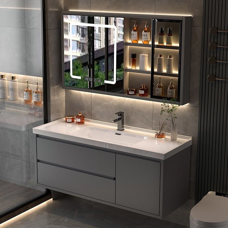 Smart Simple Bathroom Cabinet Ceramic Integrated Basin Washbasin Bathroom Washbasin Small Apartment Washbasin Cabinet Combination