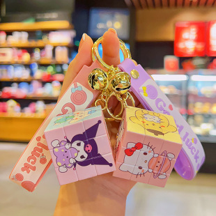 Manufacturer's Three-Level Rubik's Cube Keychain Puzzle Decompression Trinket Cartoon Pendant School Bag Pendant Small Gift