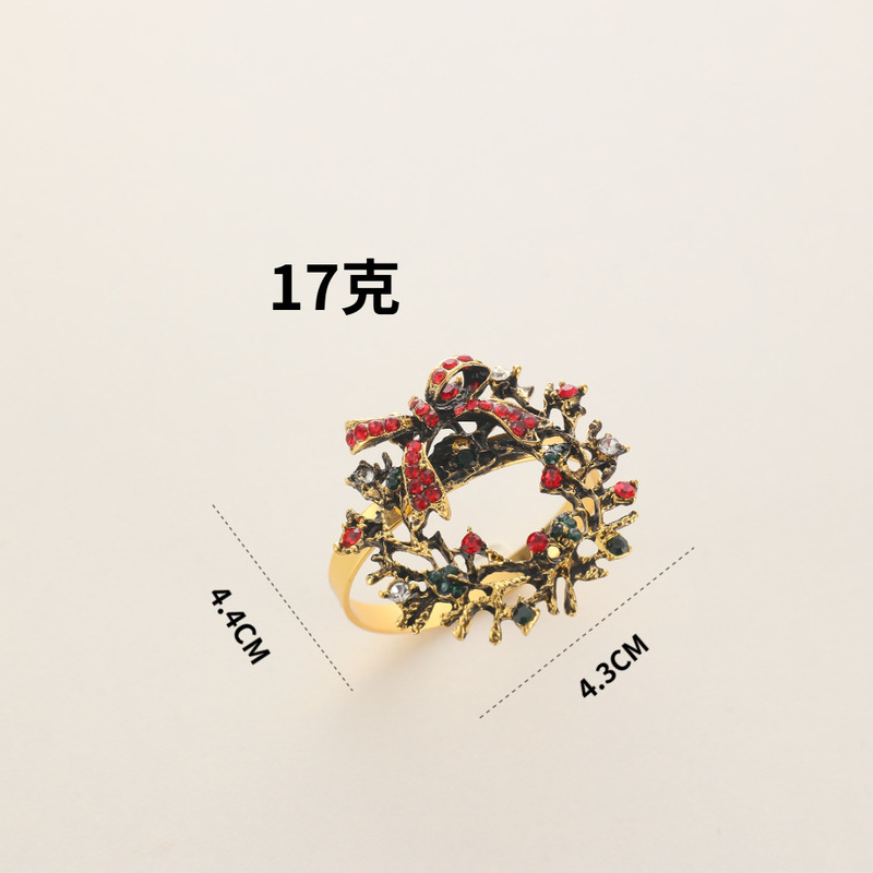 跨境圣诞餐巾环圣诞树小麋鹿花环铃铛拐杖雪花酒店装饰餐巾扣|undefined