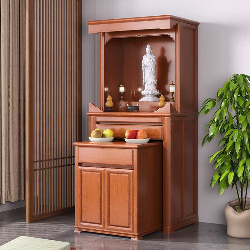 New Chinese-Style Buddhist Altar Cabinet for Home Use to Worship Buddha Statues, Guanyin and God of Wealth, Cabinet Made of Golden Rosewood
