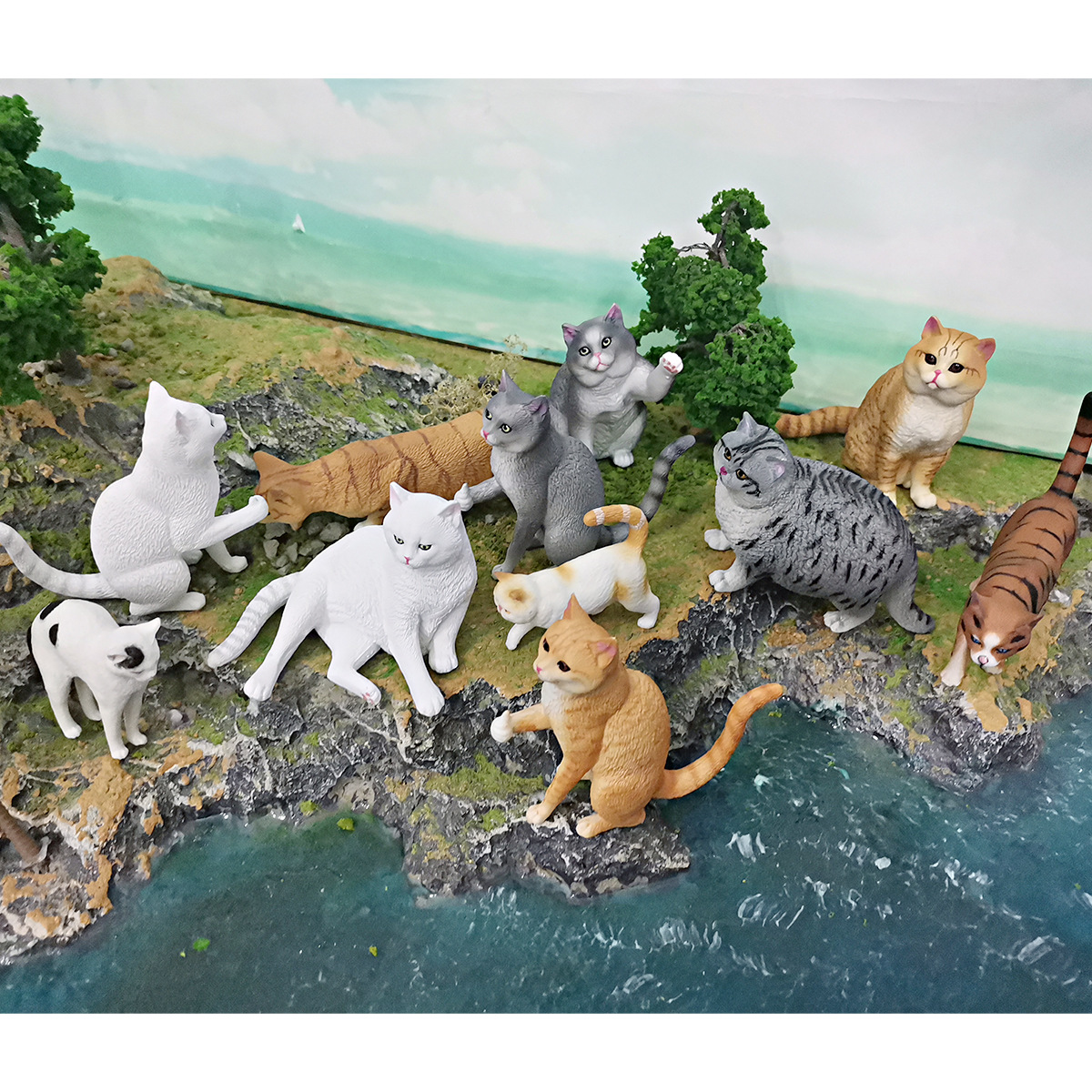 Cross-border simulation pet cat model yin yang cat short-haired cat pastoral cat Persian cat like cat decorative ornament