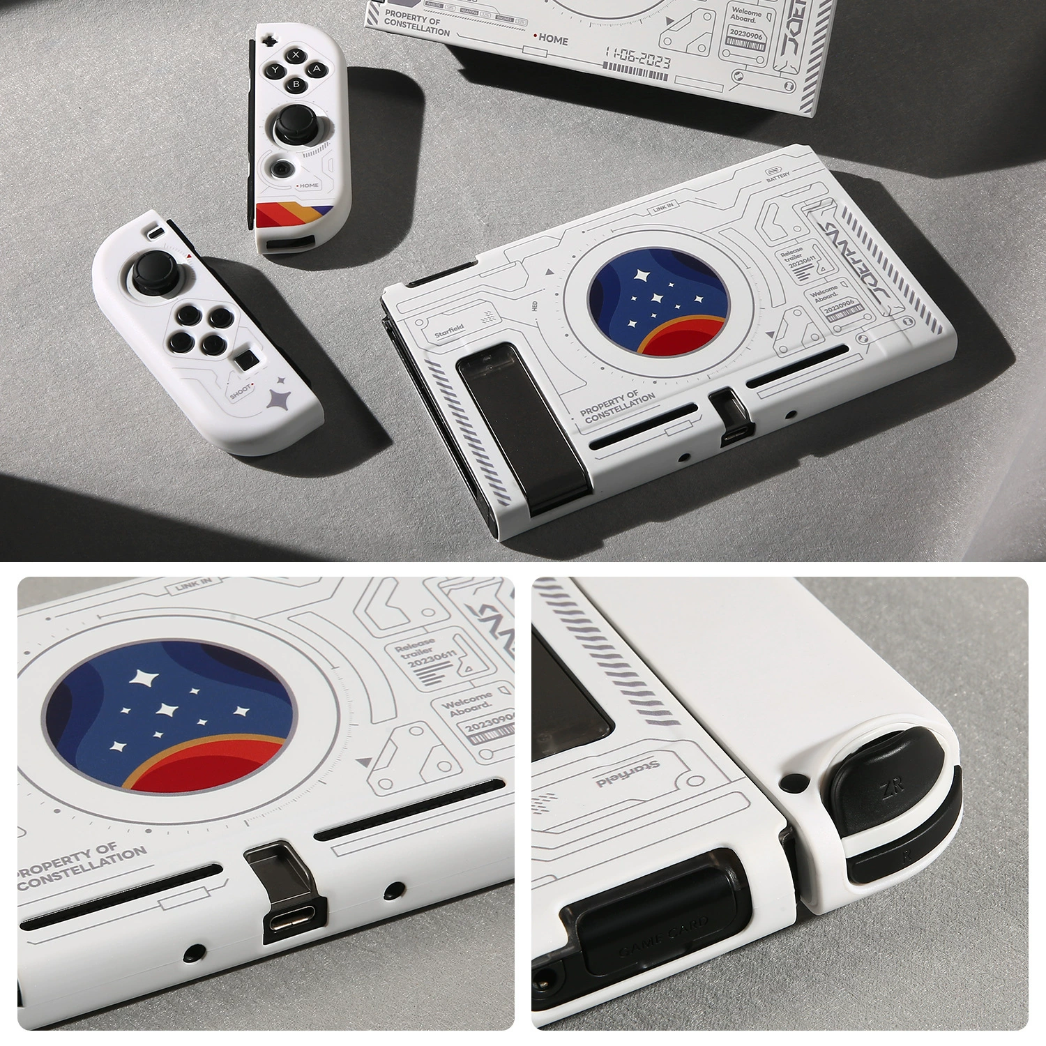 Cool Men Nintendo Switch OLED protective case NS game console protective set of starry sky theme base shell set