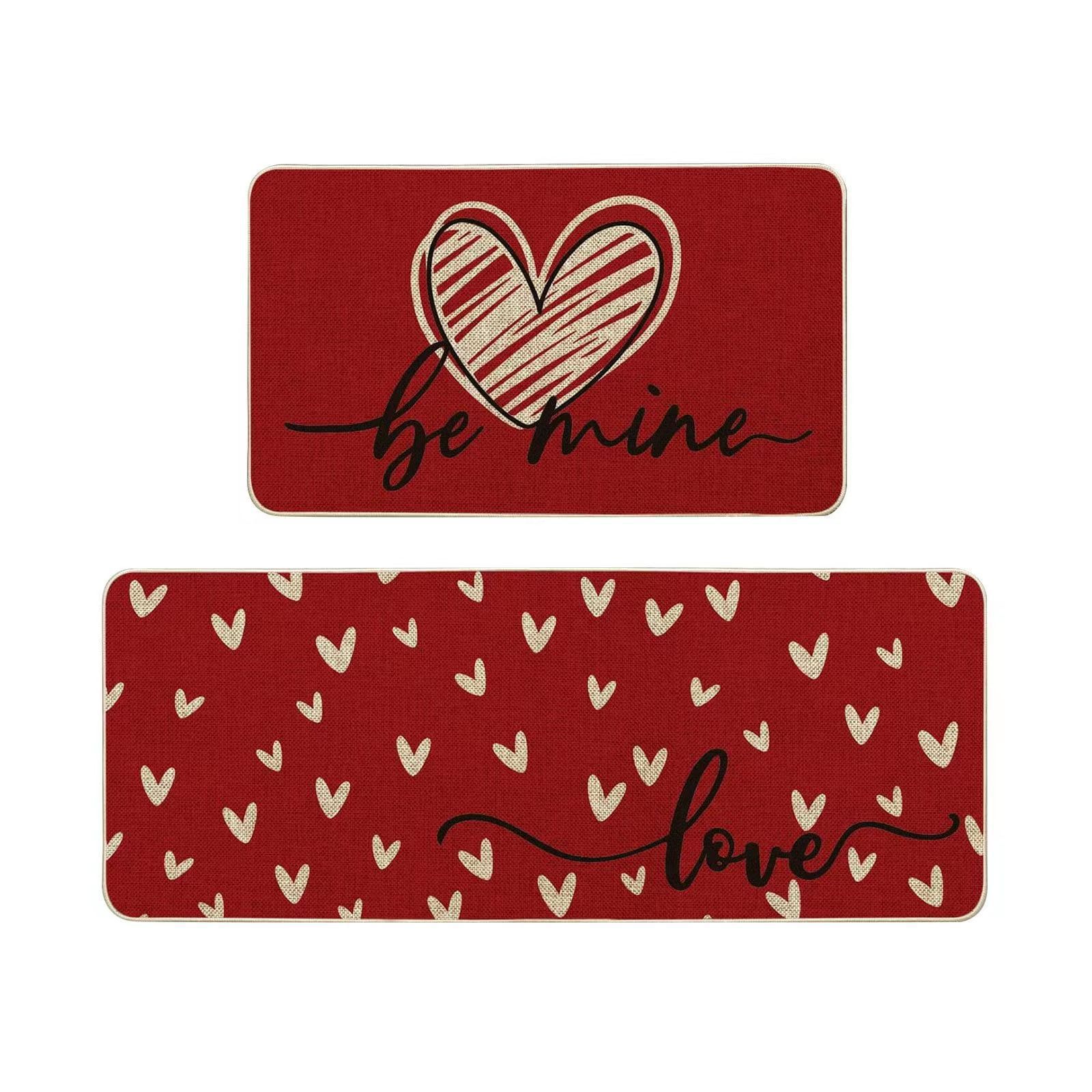 Valentine's Day kitchen stain-resistant floor mat entrance door indoor outdoor door mat Red Love decorative floor mat_voghion.com
