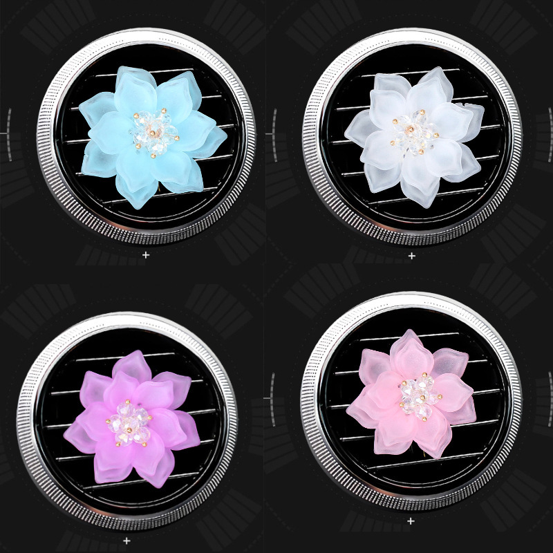 Salida de aire acondicionado de aromaterapia de coche, flor de loto creativa, decoración de fragancias de coche, celebridad de Internet, perfume de coche, decoración de mujer