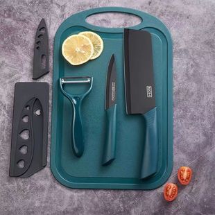 Green Stainless Steel Black Blade Kitchen Knives Household Cutting Board Knives Melon Planer Four-piece in stock