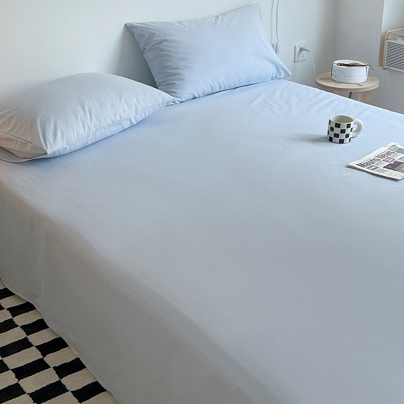 Sábanas de algodón lavado de color sólido de algodón pieza única 100 sábanas de algodón puro para dormir desnudas cama individual dormitorio individual doble traje de tres piezas 3