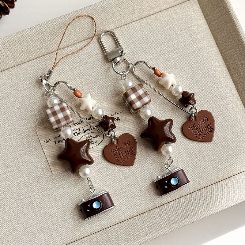 Colorful Lucky Cube Keychain Alloy Letter Heart Pin Beaded Bag Pendant Niche Mobile Phone Chain Pendant