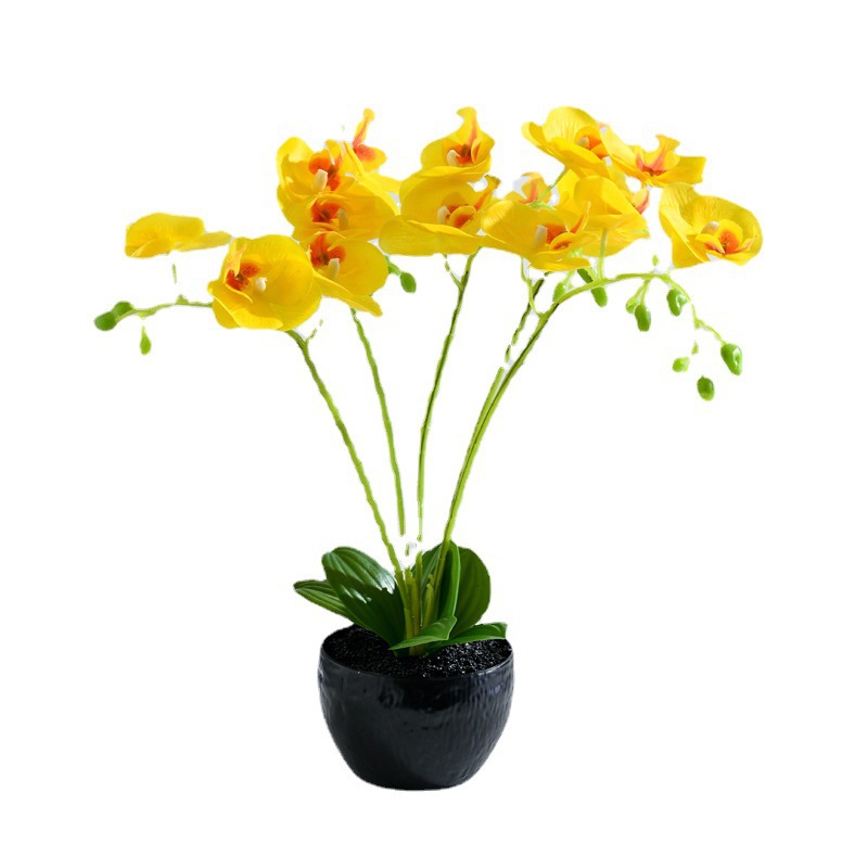 Flor falsa 5 tenedor 15 sensación de orquídea mariposa bonsai fábrica de flores de decoración directa para el hogar adornos de imitación maceta image 6
